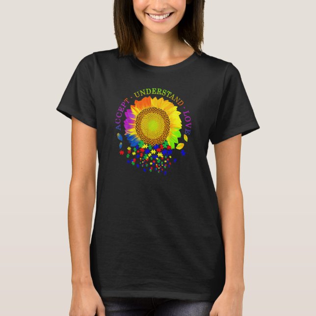 Camiseta Aceptar comprensión amor autismo girasol concienci (Anverso)