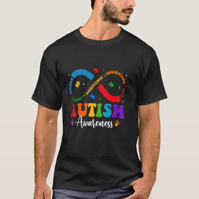 Camiseta Aceptar Entender Amar Corazón Infinito Autismo Con (Anverso)
