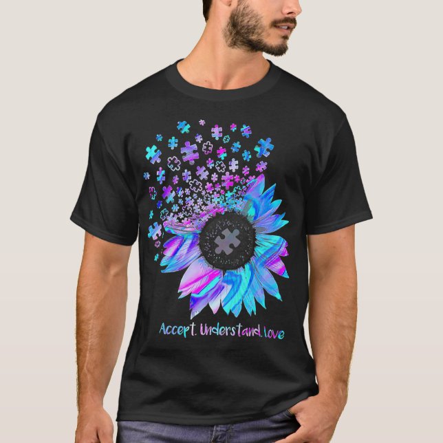 Camiseta Aceptar Entender el amor El autismo del girasol (2 (Anverso)