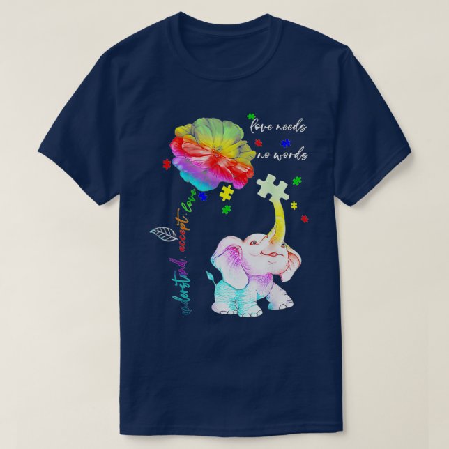 Camiseta Aceptar entender el autismo del rompecabezas del e (Diseño del anverso)