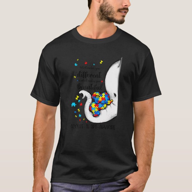 Camiseta Aceptar un adaptado promotor autismo Elefante de S (Anverso)