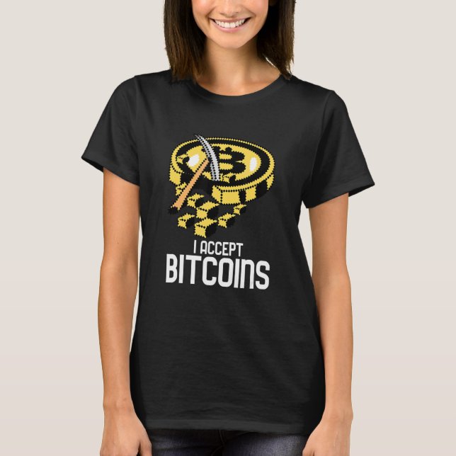 Camiseta Acepto Bitcoin Con Crypto Cur Gráfico De Bitcoins (Anverso)