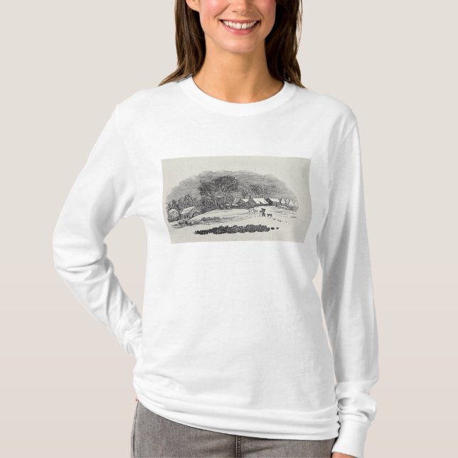 Camiseta Acercamiento de un pueblo en el invierno (Anverso)