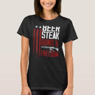Camiseta Acero de cerveza arma pistola de libertad bandera