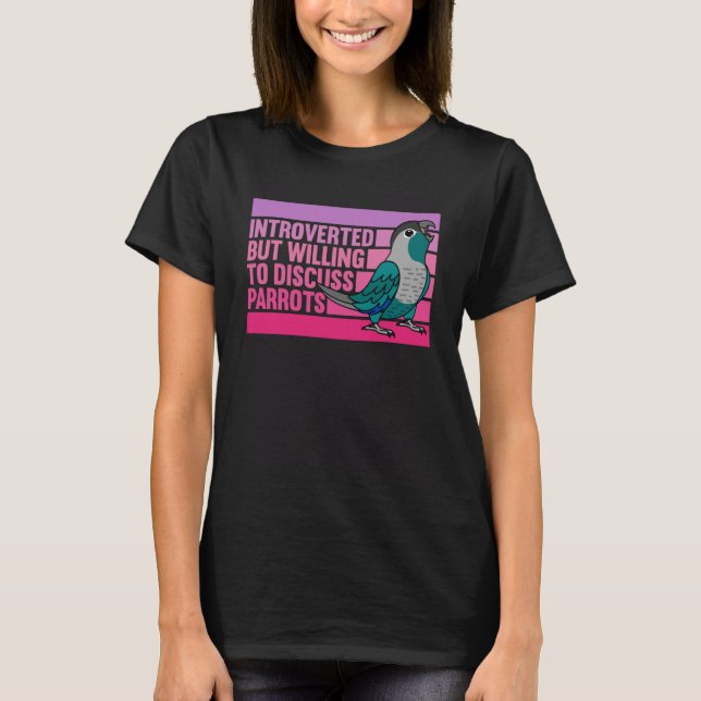 Camiseta Acertada pero con loros de mejilla verde turquesa  (Anverso)