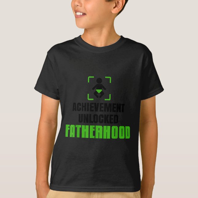 Camiseta Achievement Unlocked Fatherhood Gamer Video Games  (Anverso)