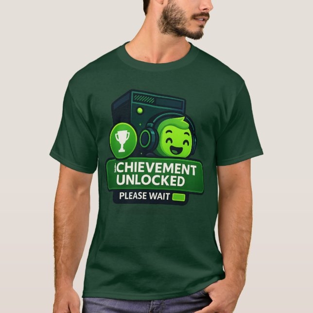 Camiseta “Achievement Unlocked – Gamer Trophy T-Shirt” (Anverso)