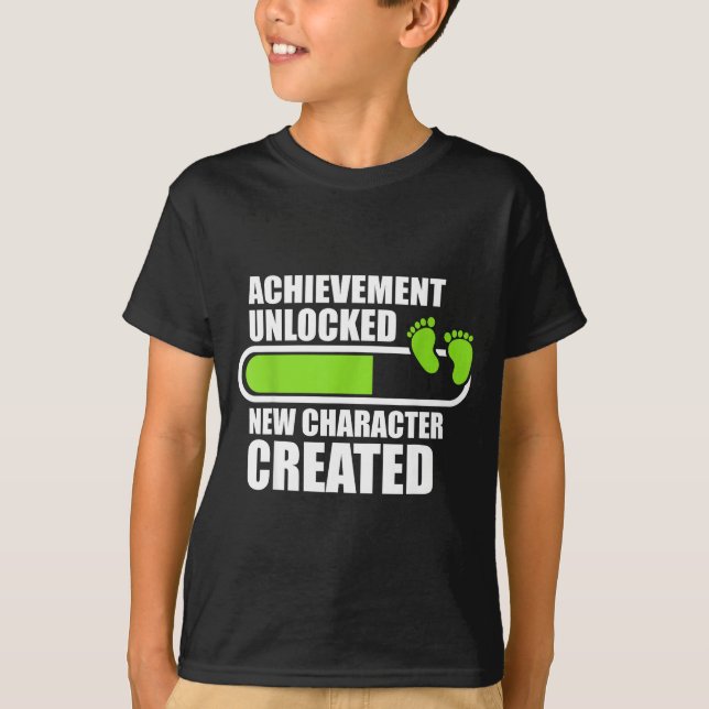 Camiseta Achievement Unlocked New Character D Funny Pregnan (Anverso)