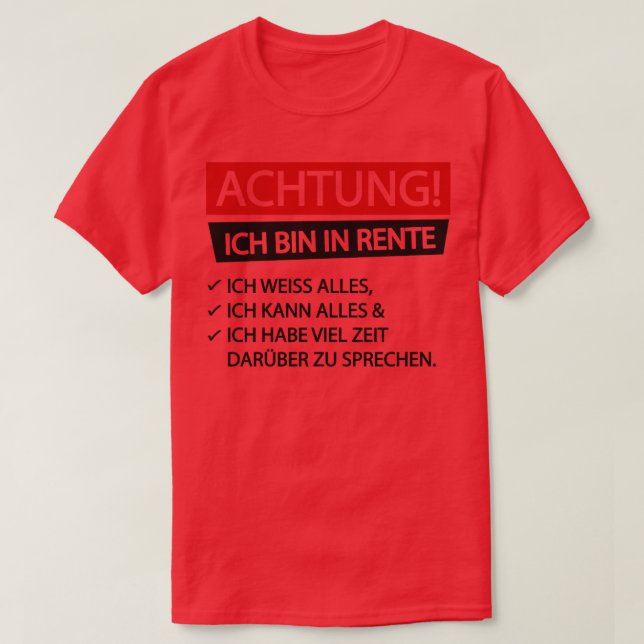 Camiseta Achtung ich bin en rente (Diseño del anverso)