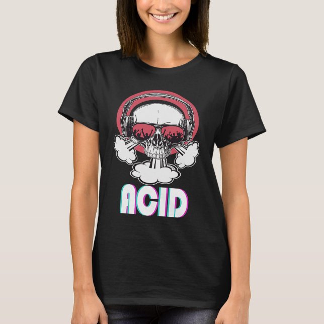 Camiseta Acid Disco Music Techno Trance Skull (Anverso)