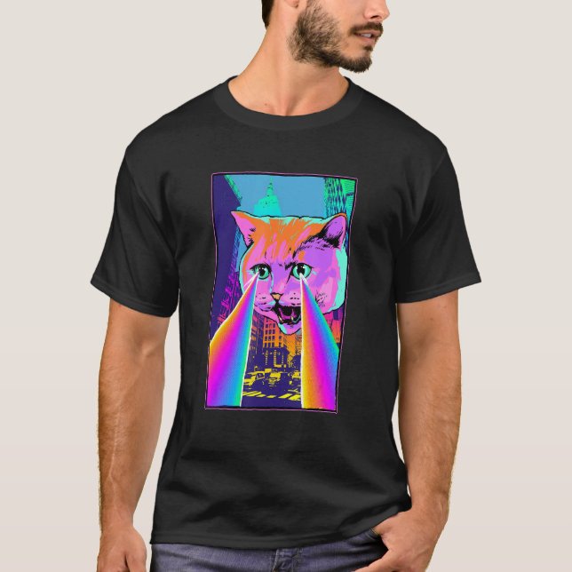 Camiseta Acid Pixie Laser Cat in the City Psychedelic Tripp (Anverso)