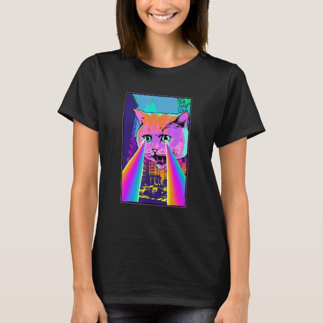 Camiseta Acid Pixie Laser Cat in the City Psychedelic Tripp (Anverso)