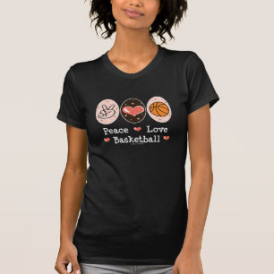 Camiseta acodada baloncesto del amor de la paz