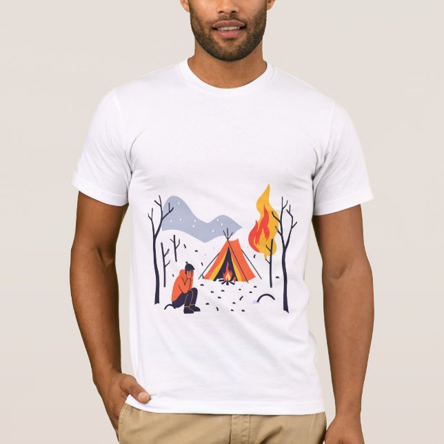 Camiseta Acogedor camping de invierno campfire T-Shirt al a (Anverso)