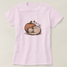 Camiseta Acogedor gato y calabaza - Diseño de otoño