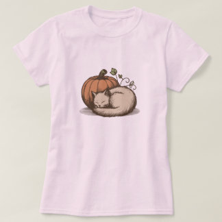 Camiseta Acogedor gato y calabaza - Diseño de otoño