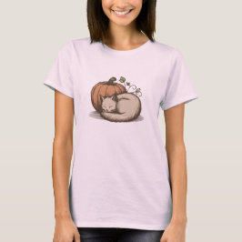 Camiseta Acogedor gato y calabaza - Diseño de otoño