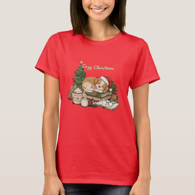 Camiseta Acogedores Navidades durmiendo pimienta y libros v (Anverso)