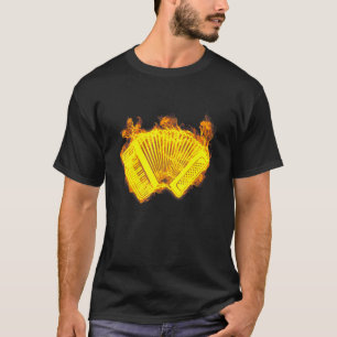 Camiseta Acordeón de fuego llama al jugador de acordeón de 