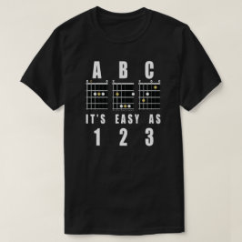 Camiseta Acordes de Guitarra ABC Es Fácil Como 123