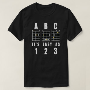 Camiseta Acordes de Guitarra ABC Es Fácil Como 123