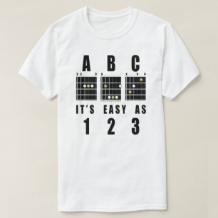 Camiseta Acordes de Guitarra ABC Es Fácil Como 123