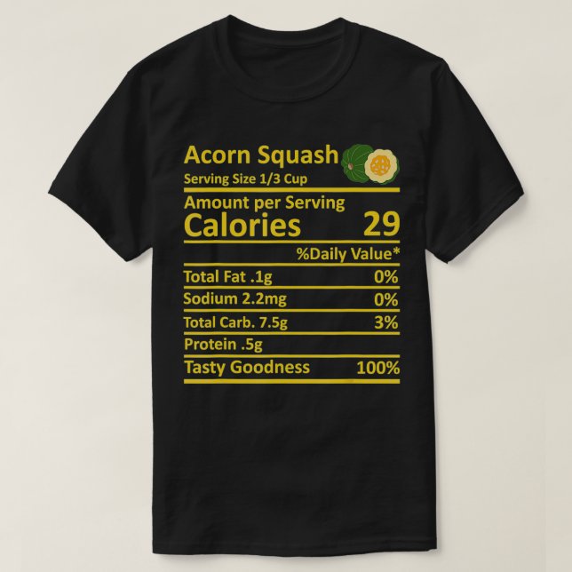 Camiseta Acorn Squash Nutrition Food Facts Thanksgiving Cos (Diseño del anverso)