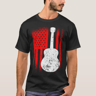 Camiseta Acoustic Guitar American Flag Guitarist