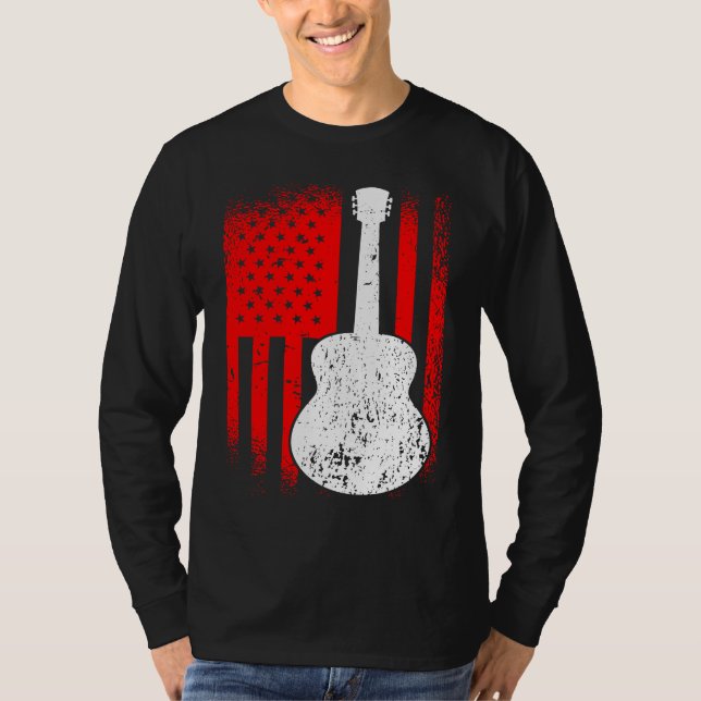 Camiseta Acoustic Guitar American Flag Guitarist (Anverso)