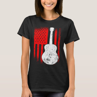Camiseta Acoustic Guitar American Flag Guitarist
