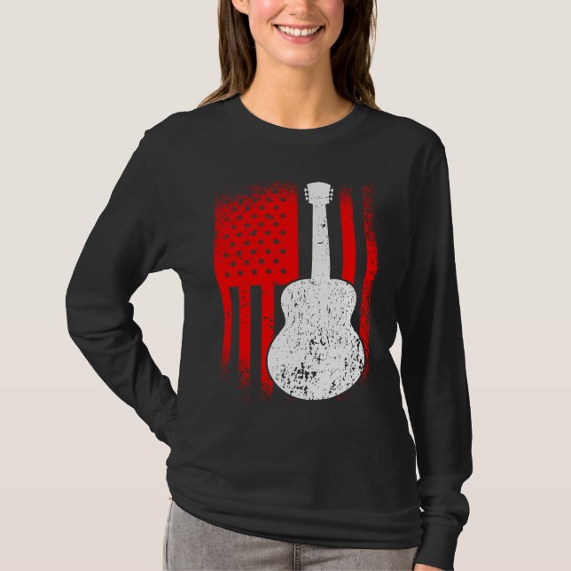 Camiseta Acoustic Guitar American Flag Guitarist (Anverso)
