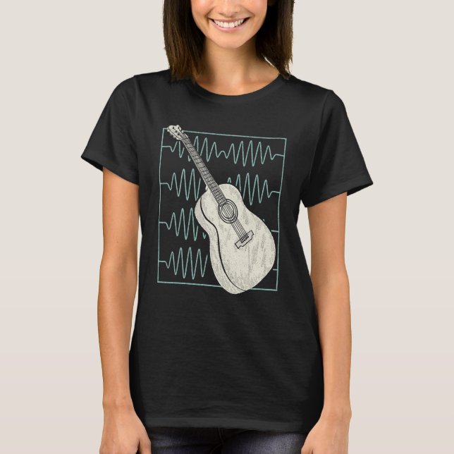 Camiseta Acoustic Guitar Heartbeat Guitarists Retro Vintage (Anverso)