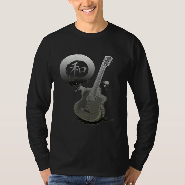 Camiseta Acoustic Guitar & Japanese Zen Circle (Anverso)