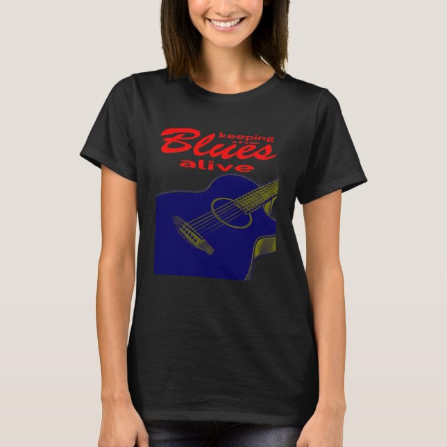 Camiseta Acoustic Guitar Keeping the Blues alive (Anverso)