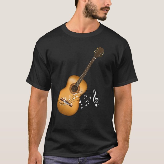 Camiseta Acoustic Guitar Player Musical Notes Músico de Art (Anverso)