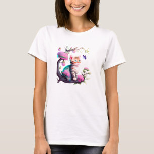 Camiseta acrílica de gato de flores