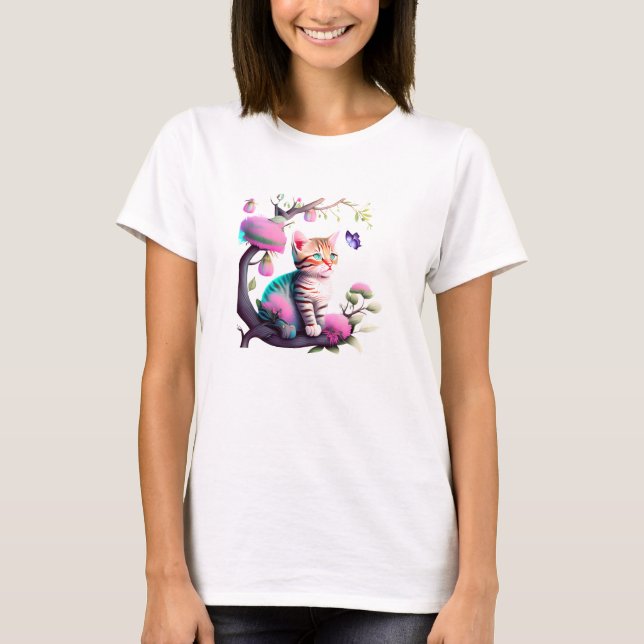 Camiseta acrílica de gato de flores (Anverso)