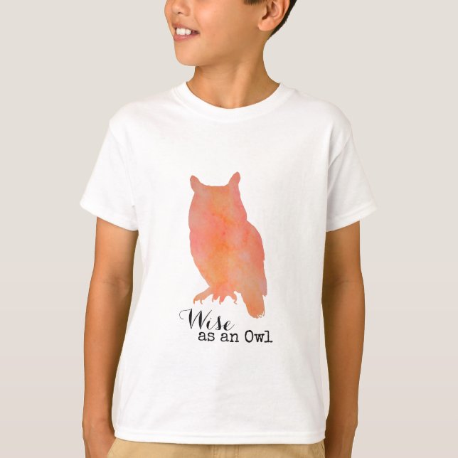 Camiseta Acrílico tipográfico sabio como un búho (Anverso)