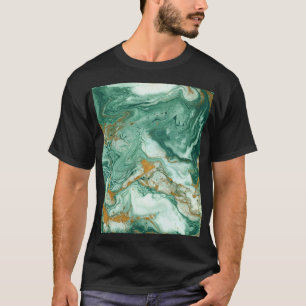 Camiseta Acrílico verde dorado: arte de textura de mármol.