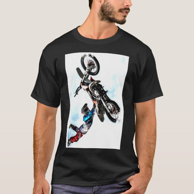 Camiseta Acrobacias Biker Action Sports Moderno Elegante (Anverso)