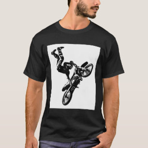 Camiseta Acrobacias en blanco y negro Biker Pop Art