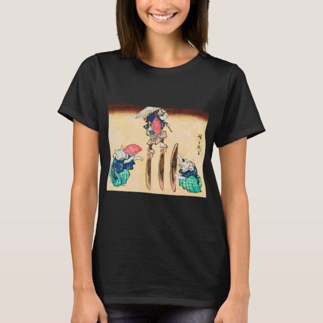 Camiseta Acrobat Cat, Hiroshige, Ukiyo-e (Anverso)