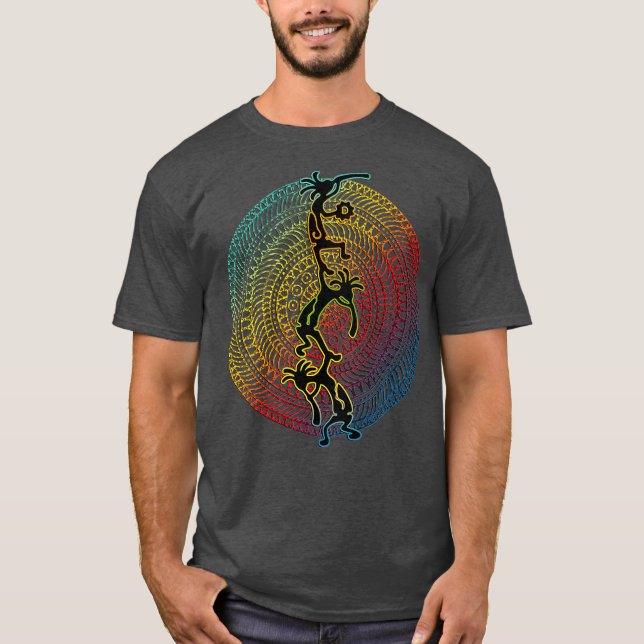 Camiseta Acróbatas de música de Kokopelli Mandala 1 diversi (Anverso)