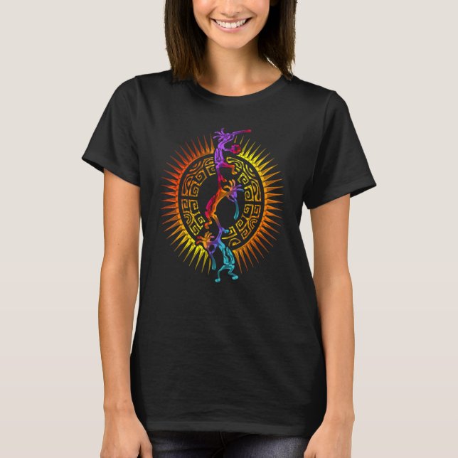Camiseta Acróbatas de músico de Kokopelli - Mandala Sun 1 - (Anverso)