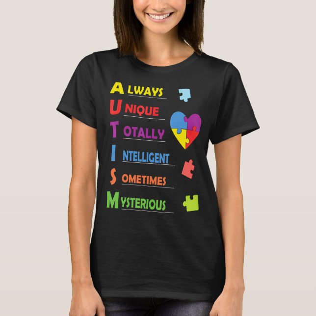 Camiseta Acrónimo del Autismo y Pieza de Rompecabezas (Anverso)