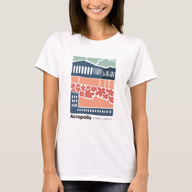 Camiseta Acrópolis Atenas Grecia arte abstracto de viaje fl (Anverso)