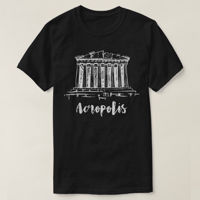 Camiseta Acrópolis De Partenón De Atenas Esbozo De Grecia (Diseño del anverso)