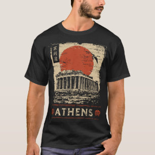 Camiseta Acrópolis Sumi-e Arte del Templo Clásico de Atenas