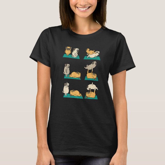 Camiseta Acroyoga con mascota pug (Anverso)