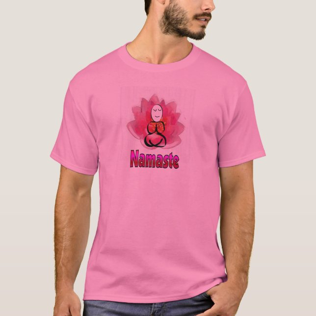 Camiseta Actitud de la yoga con la flor de Lotus "Namaste " (Anverso)
